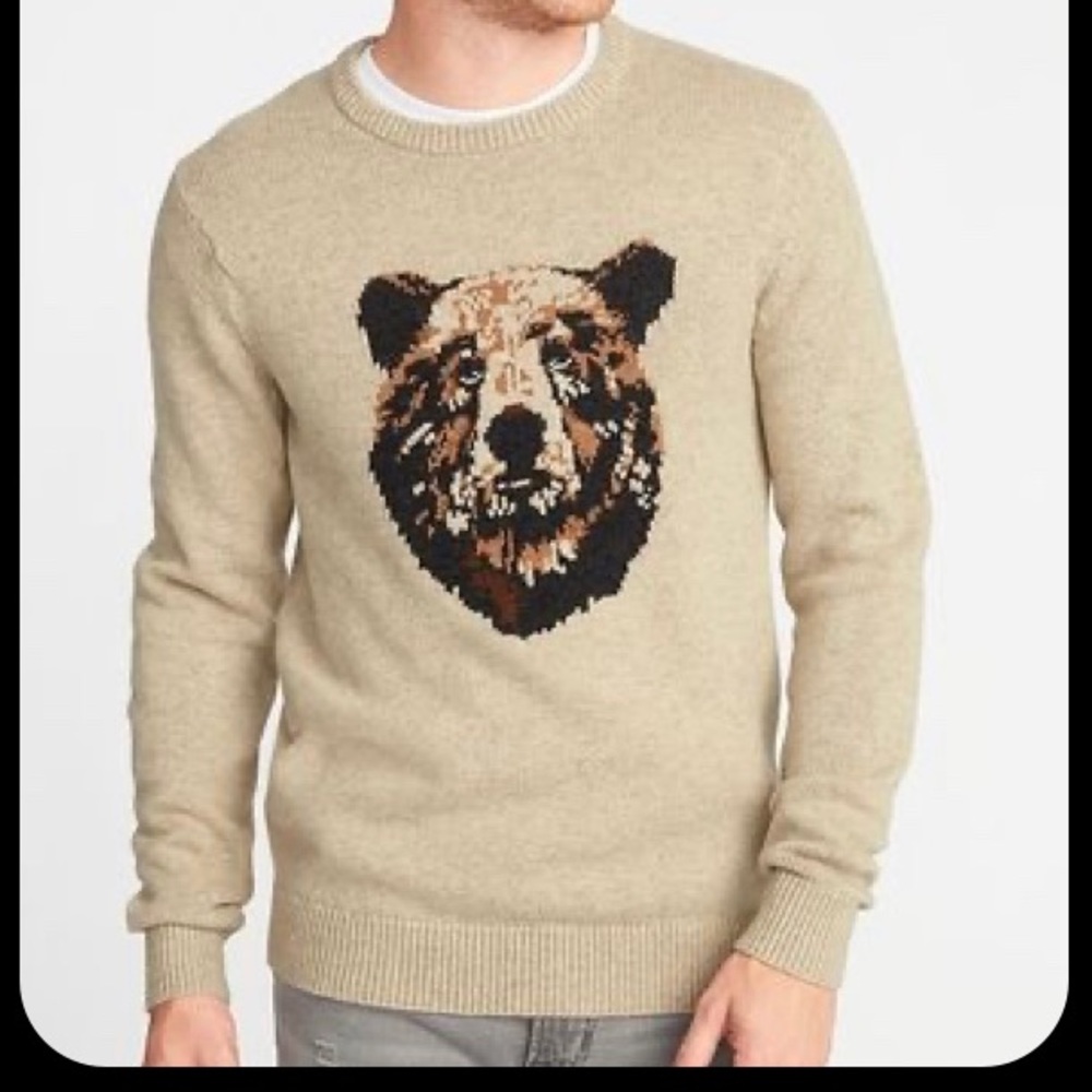 Old Navy Bear Knitted Sweater Men’s Large